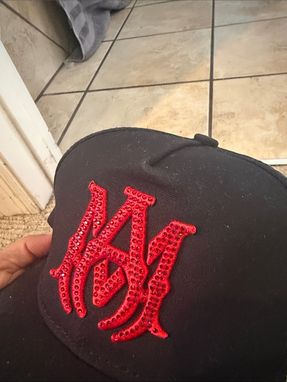 Amiri Black Baseball Cap with Red Embroidered Logo - Men - Picture 10 of 10